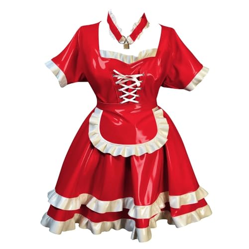 Robe de maid en PVC verrouillable pour costume de soubrette Lolita
