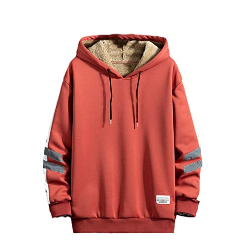 Sweat à capuche d'hiver Vogrtcc haut de gamme doublé laine épaisse rouge L