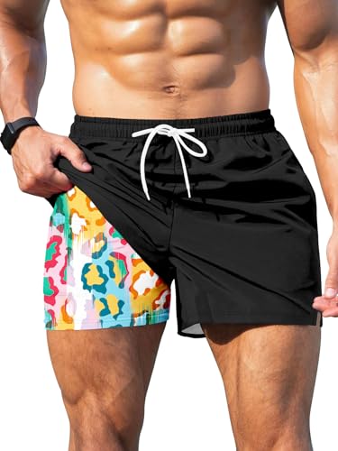 Keevoom Mens Swim Trunks Compression Liner Swim Shorts Swimwear Quick Dry Swimsuit Bathing Suits Board Shorts