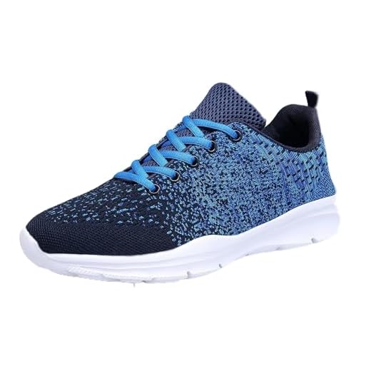 KOUDYEN Laufschuhe Atmungsaktiv Turnschuhe Schnürer Sportschuhe Sneaker für Herren Damen, Blau, 37 EU