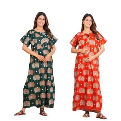 prathavastra Women Cotton Zipper Nighty Combo (Pack of 2) ComboNT-1583 L-picture-15