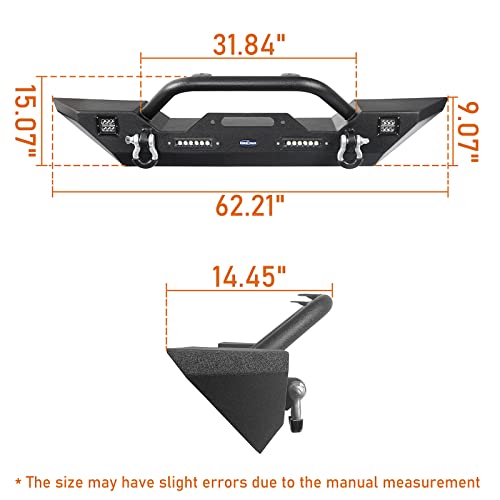 Hooke Road Different Trail Front Bumper W/Winch Plate For 2007-2018 Jeep Wrangler Jk & Unlimited (Textured Black Finished) #TOP7