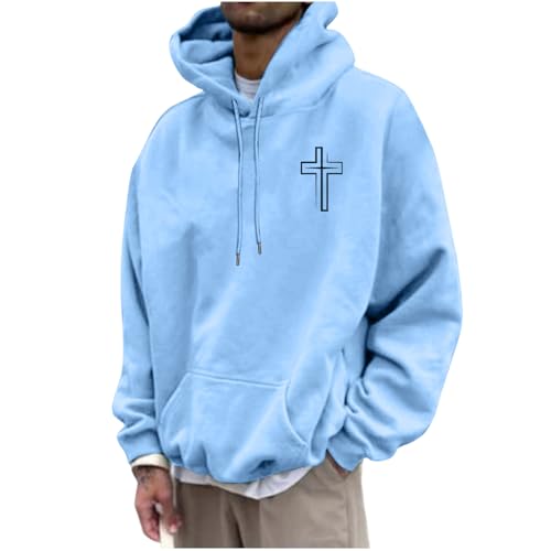 Christian Hoodies for Men | Christian Cross Lion Oversized Hooded Sweatshirt - Pullover Top Fashion Clothes
