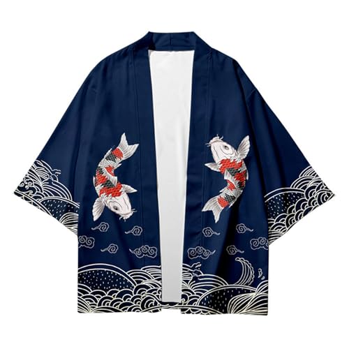 Mens 3/4 Wide Sleeve Kimono Yukata Tops Shirts for Women Unisex Haori Coat Jacket Oriental Style Loose2