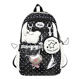 WZKKCTG Mochila escolar Kawaii de nylon de grande capacidade para mulheres