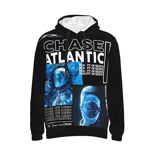 COIRBLISS Chase Atlantic Hoodie Men'S Pocket Sweatshirt Hooded Pullover Long Sleeve Shirt Fashion Warm Sweater Top