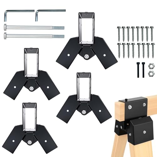 4 PCS 2x4 Target Stand Brackets Heavy Duty Steel A-Frame Swing Set Hardware Adjustable Angle Welded Construction Hanger Holder Saw Horse Brackets for Shooting Targets Archery Backstop Outdoor Gym