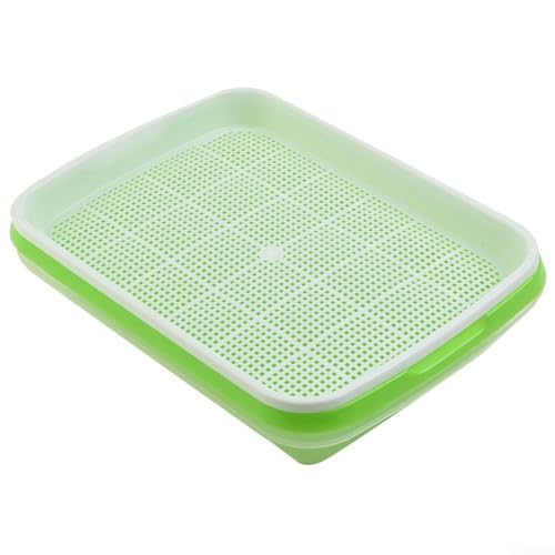 Microgreens - Bandeja de cultivo de 2 capas de tierra para germinación con germinador y contenedor de cultivo de pasto de trigo para principiantes, bandeja de brotes de verduras en color verde