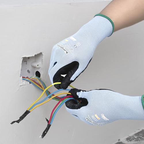 Image of Kebada Work Gloves for Men and Women, Sandy Nitrile Coated, 60 Pairs | Bulk Pack, Touchscreen Safety Work Gloves, Breathable Knit, Secure Grip, Ideal for Gardening, Warehouse and Mechanic Work