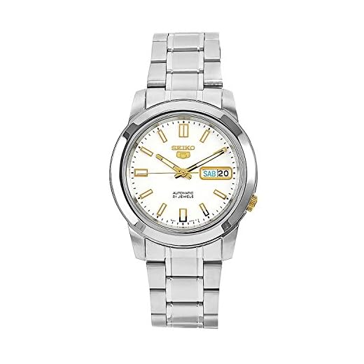 SEIKO Relógio masculino SNKK07 5 aço inoxidável com mostrador branco, Azul, Relógio de quartzo, corda automática, corda automática, relógio automático