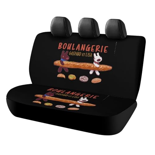 カーシートカバー リサとガスパール 車用シートカバー シート保護 後部座席用 おしゃれ 汎用 滑り止め 取付簡単 軽/普通車/SUV