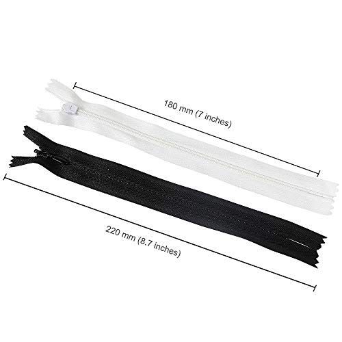 Anyuwen 20PCS Nylon Invisible Zippers, 7 Inches #3 Zippers for Sewing, Tailor DIY Sewing Crafts Tools for Home - Bags - Garment (Black and White, 10Pcs Per Color) - Thumbnail 5