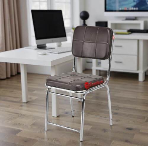 Image of Office Chair Reception Waiting Area Home Study Visitor Chair Without Arm Heavy Duty with Steel Frame and Cushion seat Back, Without Wheels Hold up to 140 kg (1, Coffee, Heavy 3)