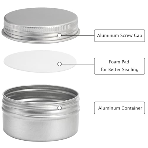Tosnail 48 Pack 1 OZ Mini Metal Round Tins with Screw Lids, 30 ML Empty Sample Jars, Travel Storage Containers4