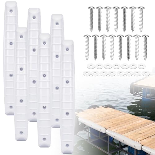 Menkxi 6 Pack Dock Fenders 42.13 x 5.91 x 3.94 Inches Long White Dock Bumpers Straight-Edge Boat Fenders Uv-Resistant Marine Vinyl Boat Bumpers for Docking Guard Vertical Protection