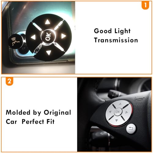 Image of Moonlinks Steering Wheel Button Stickers for Mercedes C-Class W204 E-Class | For W212 S-Class W221,GLK-Class X204 Steering Wheel Button Trim Cover Cap Sticker Inner Decoration (12PCS,Round)