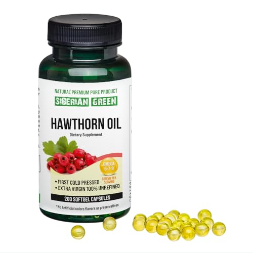 Siberian Hawthorn Oil 200 Caps (200mg) from Wild-harvested Siberian Hawthorn fruit seed