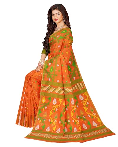 Image of Mayabi Women's Dhakai Jamdani Cotton Silk Saree Traditional Bengali Tant Korat Work, Without Blouse Piece