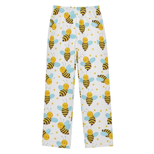 ZZXXB Lovely Bee Boys Long Pants Soft Trousers Elastic Waist Kids Lounge Bottoms with Pockets S-XL