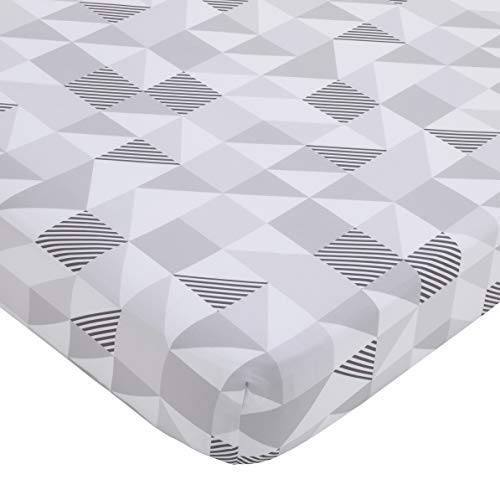 NoJo Modern Roaming - Geometric Grey & White Fitted Crib Sheet, Blue, Grey, White (4214003P)