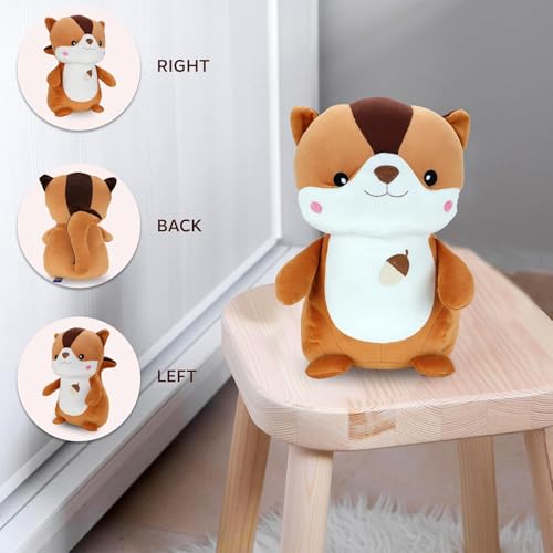 Image of Chubby Brown Squirrel Soft Toy, Cute Chipmunk Plush Teddy Stuffed Animal for Girls, Boys Kids, Birthday Gift, Nursery, Room Decor - 25 cm