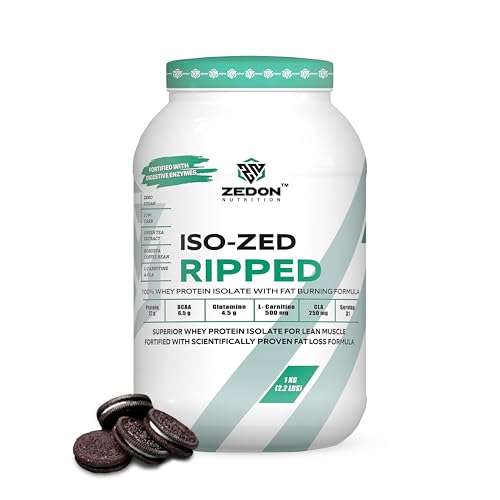100% Isolate Whey ISO-ZED Ripped Whey Protein Isolate, Lean Muscle & Fat Burning Supplement (Cookies and Cream, 1 KG)
