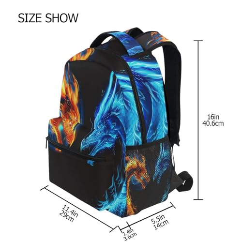 Fire Dragon Flame Laptop Backpack for Women Men, Personalized College Bookbag Travel Bag Casual Daypack back packs - Image 3