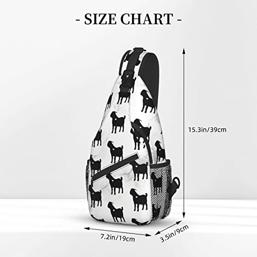 Boer Goat Silhouette Chest Bag Shoulder Bag, Cute Animals Sling Backpack Casual Travel Bag For Men And Women3
