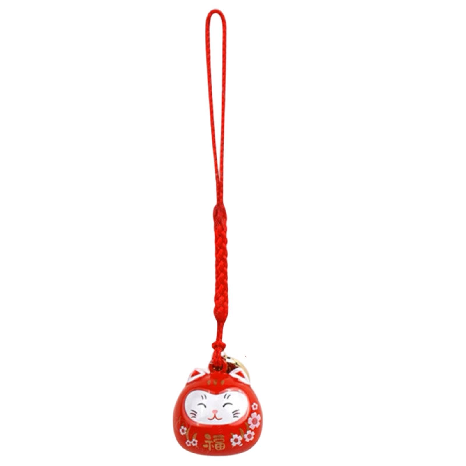 Cloche porte-clé chat porte-bonheur pour téléphone - Pendentif mignon en forme de chat - Symbole de bonheur et de richesse