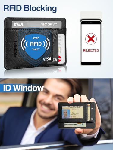 Image of Card Wallet for Men Built-in Finy My Replacement for AirTag Wallet, Credit Card Holder Mens Slim Wallet, Premium Leather Front Pocket Wallet Minimalist Wallet with ID Window RFID Blocking Card Wallet