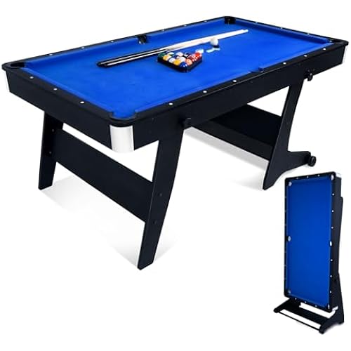 RAYKEEP 4.5/6Ft Folding Pool Table w/ 2 Cue Sticks, Ball Set