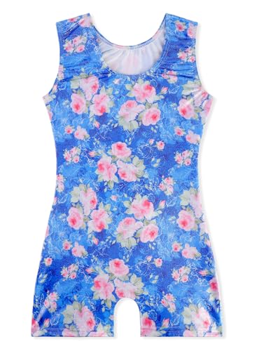 Image of EQSJIU Gymnastics Leotards for Girls Kids Rainbow Mosaic Mermaid Butterfly Stars Leopard Galaxy Tie Dye Cosmos Leopard