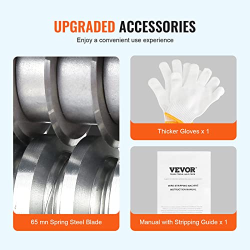 Image of VEVOR Electric Wire Stripping Machine, 0.06''-1.42'' Automatic Wire Stripper Machine, 370 W, 88 ft /min Wire Stripper with An Extra Manual Crank, 11 Channels Electric Wire Stripper, Copper Stripper