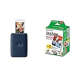 Instax Link, Impresora para Smartphone, Azul Denim + m Instax Mini Brillo - Película fotográfica instantánea (2 x 10 Hojas)
