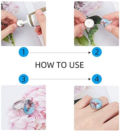 UNICRAFTALE 20 Sets Adjustable Ring Making, Flat Round Cabochon Rings Settings, Finger Ring Base with Transparent Glass Cabochon(16mm) for Women Men Ring Jewelry Making