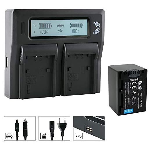SK batteri Sony NP-FV70 1680 mAh LCD dubbel laddare för Sony DCR-SX85 HDR-CX900 HDR-PJ810 HDR-VG900 /// NP-FV30 NP-FV50 NP-FV100 NP-FV120
