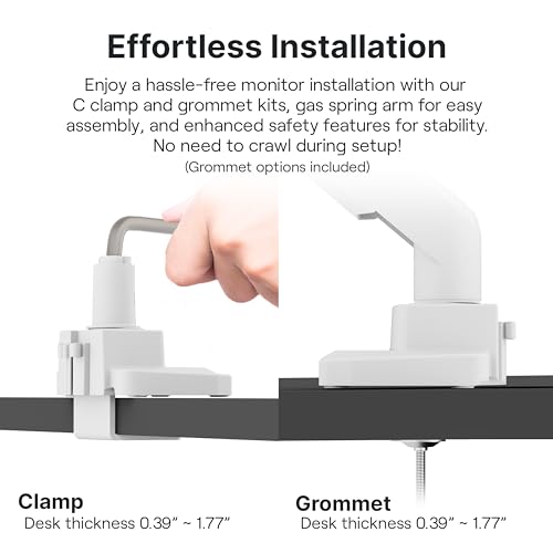 Image of Pixio PS2S White Ultrawide Heavy-Duty Premium Single Monitor Arm Stand Desk Mount - Fits up to 49 inches Monitors, Weights up to 39lbs Flat / 31lbs Curved, Compatible with VESA 75x75 100x100mm