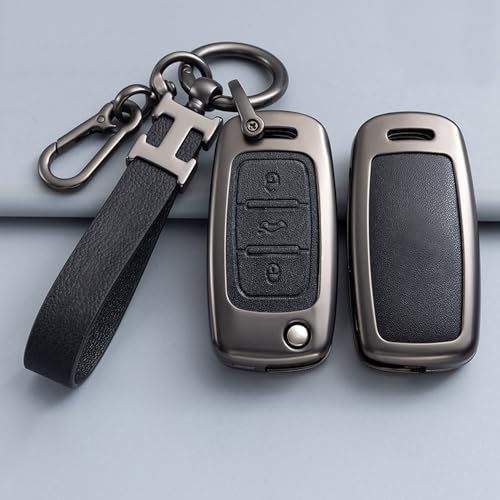 Black Car Key Fob Cover Compatible with VW Volkswagen Polo Golf 4/5/6 Multivan T5 Caddy Jetta Bora Superb Passat Skoda Fabia Seat Ibiza 3 Buttons Flip Key Zinc Alloy Car Key Protective Case - Image 4