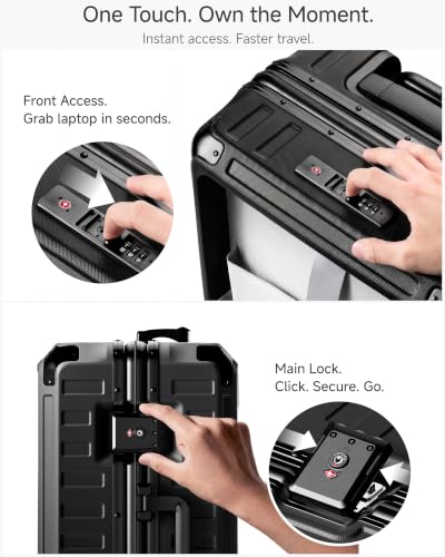 Image of LUGGEX 2PC Front Open Zipperless Luggage Set, Aluminum Frame, Jet Black