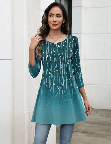 Image of Zeagoo Women Tops 3 /4 Sleeve Dressy Casual Plus Size Tunics Loose Blouses