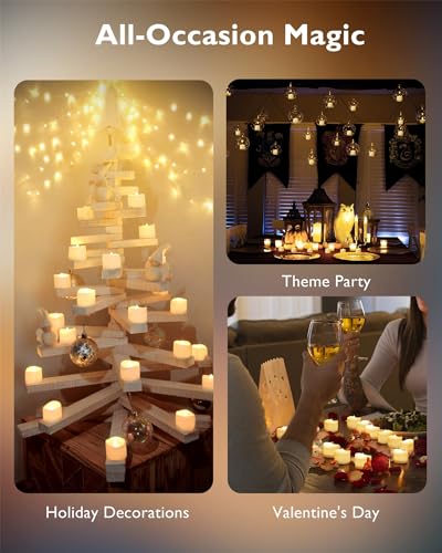 Homemory HMCLTLPNB 12-Pack Flameless Led Tea Lights Candles Battery Operated, 200+Hour Fake Electric Candles Tealights For Votive, Aniversary, Wedding Centerpiece Table Decor, Funeral, Halloween, Christmas thumb #4