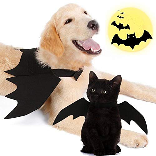 SKLOER Halloween Bat Pet Costumes for Dogs Funny Holiday Party Dresses Soft and Breathable Cute Cats and Dogs Clothing for Small and Medium Size Dogs and Cats Shirt L