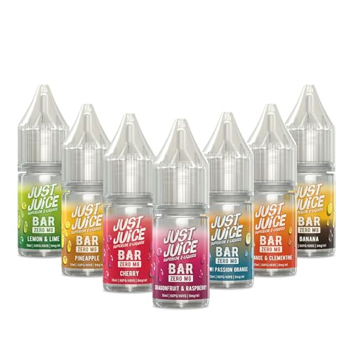 Just Juice Superior E-Liquids Bar Saltfill Vape Liquid Variety Sample Pack - Fruit Fusion - 7 x 10ml Bottles 60/40 0mg e-Liquid Nicotine Free