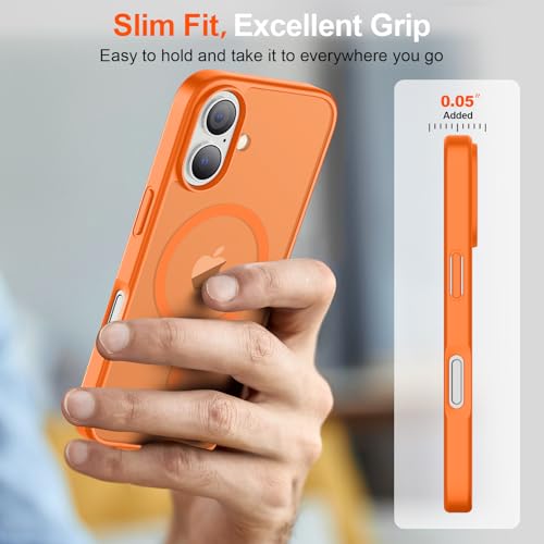 Image of SUPFINE Magnetic for iPhone 17 Case (Compatible with MagSafe)(Military Grade Drop Protection) Translucent Matte Shockproof with Anti-Fingerprint Phone Cover,Starry Orange