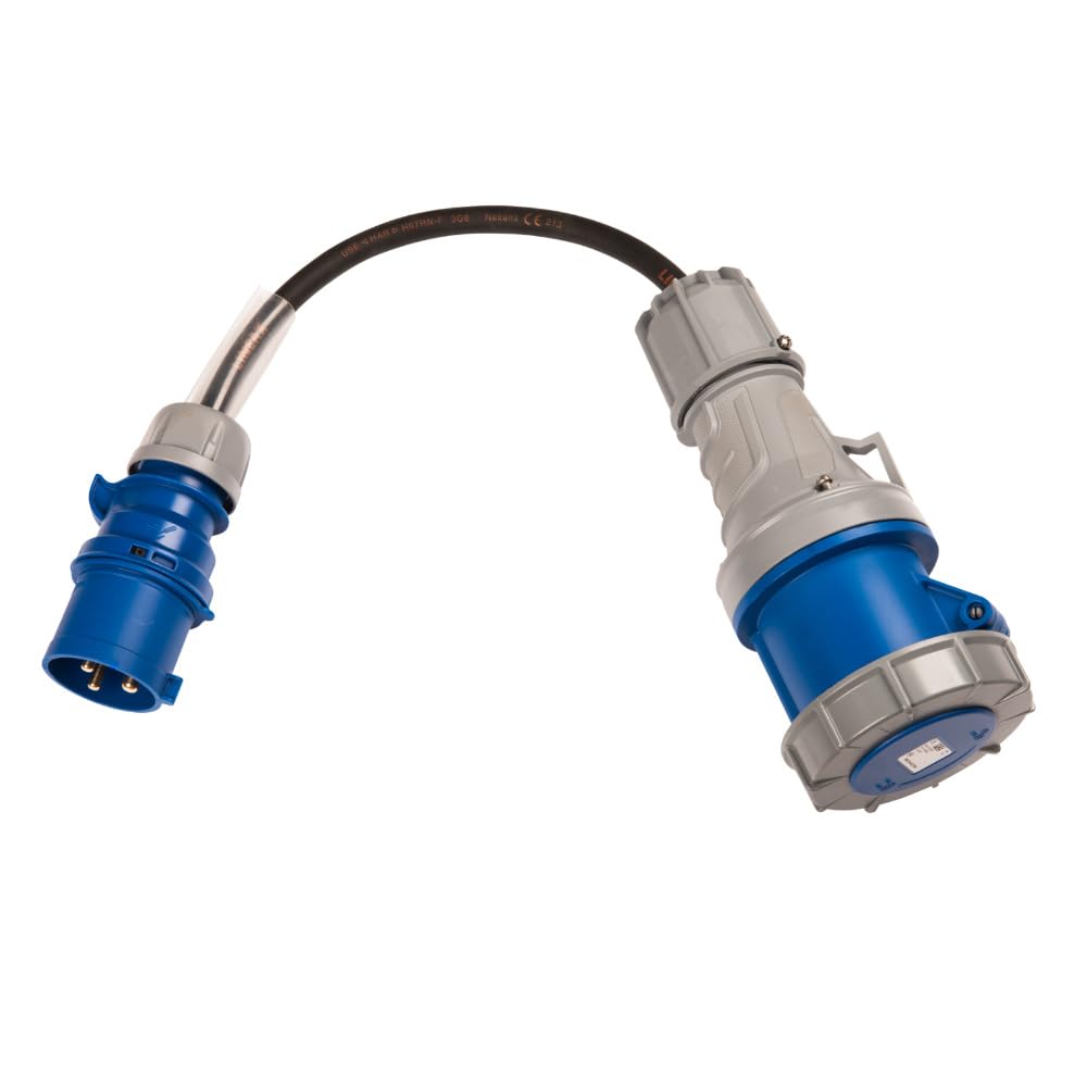 32Amp 3Pin Plug to 63Amp 3Pin Socket Adaptor, 1Metre