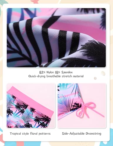 Image of Girls Rash Guard Swimsuits 2 Pieces Long Sleeve Bathing Suits Printed Girls' Swimwear for 6-14Years