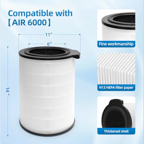 6000 Replacement Filter Compatible With BOSCH 6000 Air Purifier,4 In 1 H13 True HEPA and Activated Carbon Filter by PZHARQG - Used condition - Image 2