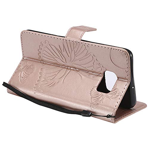 Emaxeler Samsung Galaxy S6 Edge Plus Case Shockproof Pu Leather Retro 3D Butterfly Embossed Wallet Flip Case Magnetic Stand With Card Slot Folio Cover For Galaxy S6 Edge Plus Butterfly Rose Gold Kt #TOP3
