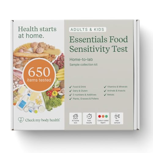 Check My Body Health 650 Items Essentials Food Sensitivity Test Kit for Adults – Non-Invasive Food Intolerance Test Kit – at-Home Hair Sample Bioresonance Testing with Results in 3–5 Days