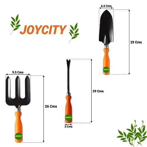 Joycity Gardening Tools Kit for Home Garden – 3Pcs | Transplanter, Fork, Weeder | Durable and Sturdy Garden Tools Set